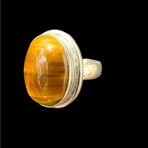 Tiger Eye Sterling Silver 925, Size 6.. Amazingly Beautiful And Elegant.🥰💋😍😘